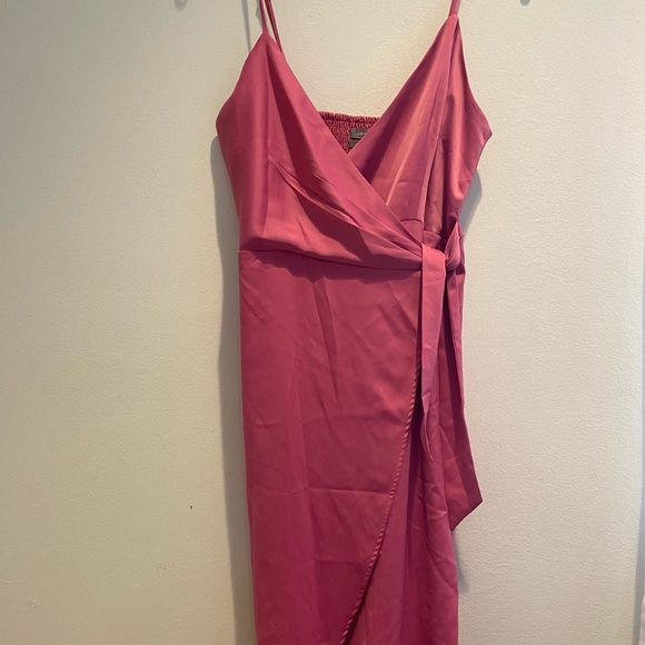 Urban Outfitters Pink Tie-Wrap Midi Dress - Picture 3 of 6